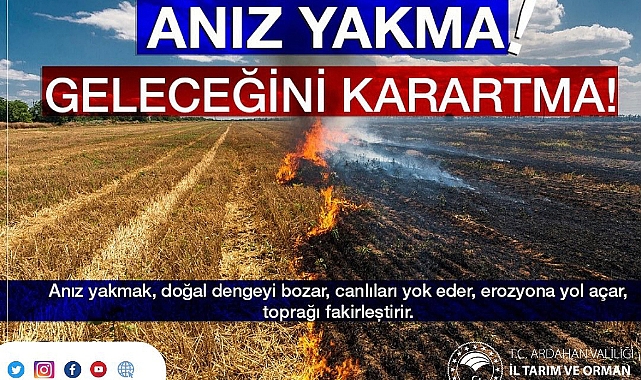 İl Tarım ve Orman Müdürlüğü'nden çiftçilere 'anız' uyarısı