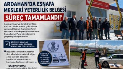 Ardahan ESOB’dan esnafa Mesleki Yeterlilik desteği