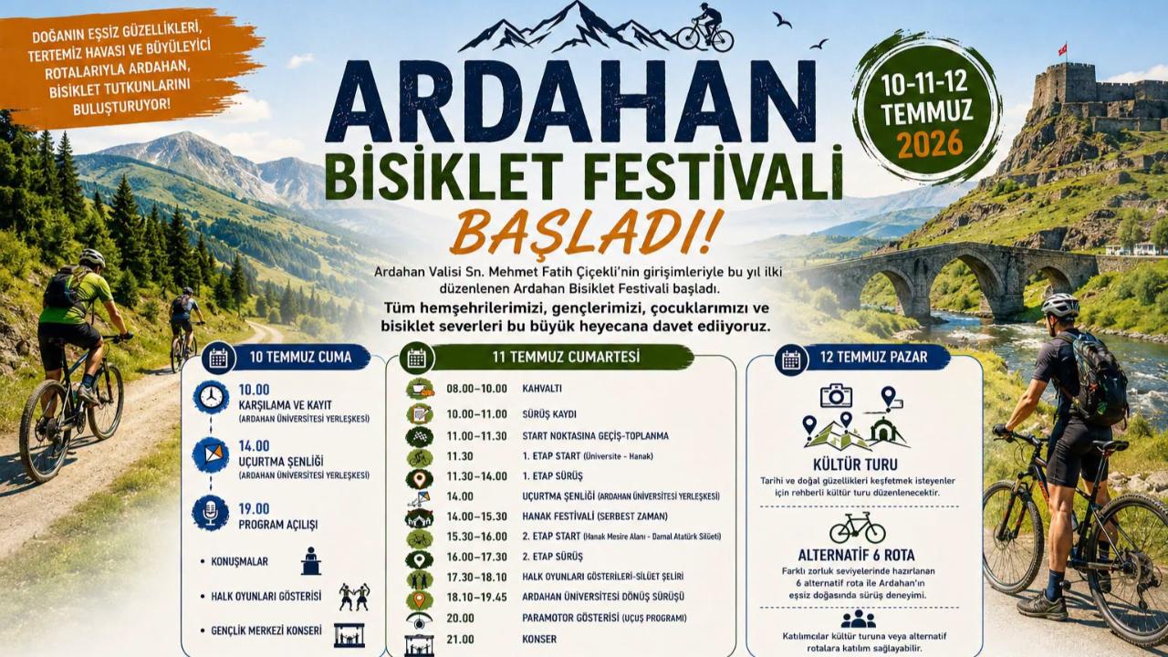 Ardahan Pedallarla Şenleniyor! Bisiklet Festivali Bugün başlıyor